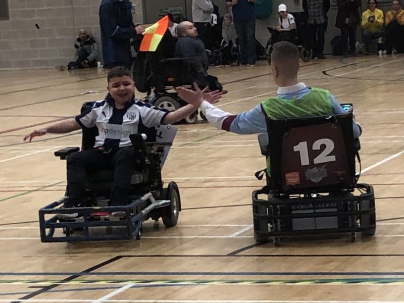 Powerchair football match in west midlands